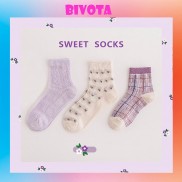[Mã FAST10KT4 giảm 10K đơn bất kỳ] Vớ tất nữ phong cách Hàn Quốc tím ngọt ngào siêu xinh T116
